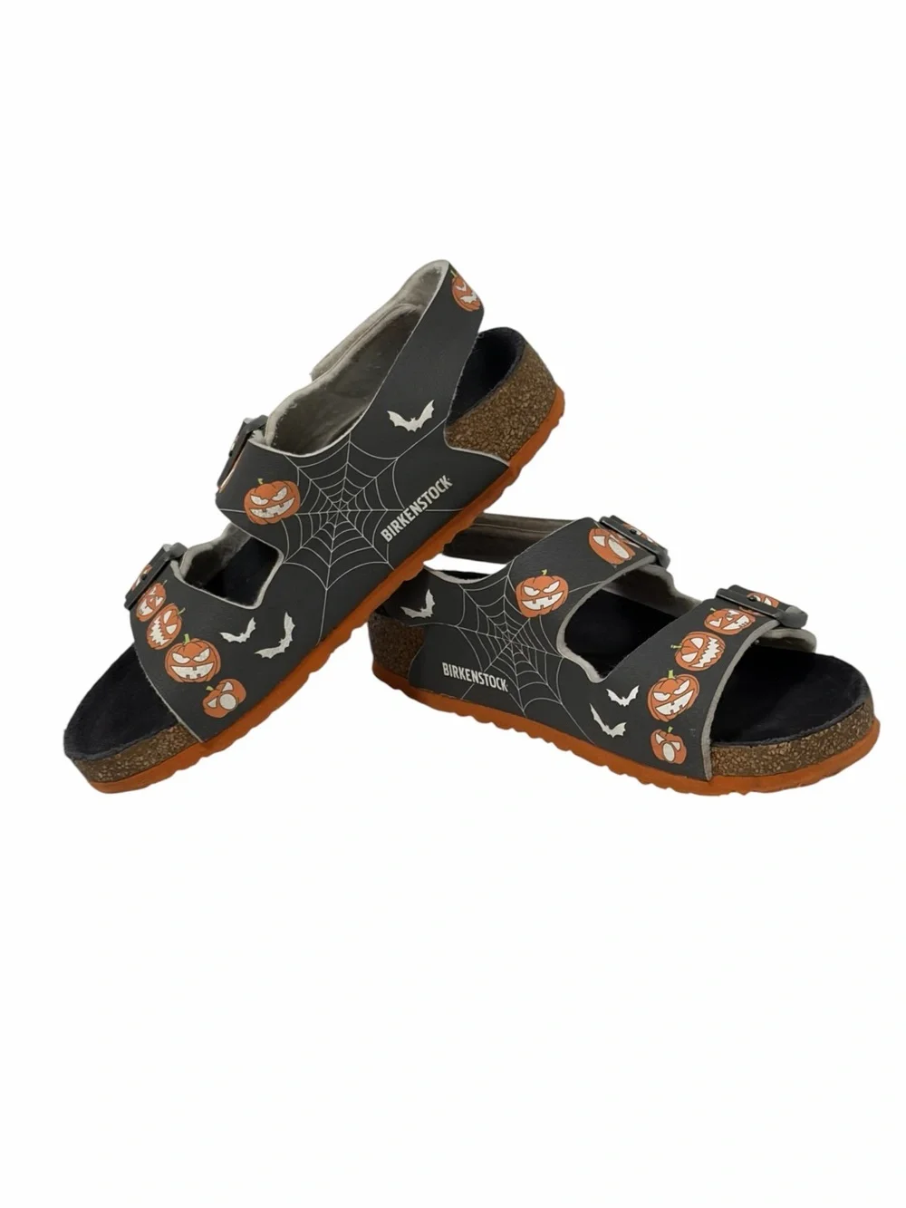 Birkenstock Kids GLOW IN THE DARK Pumpkin Print Halloween Sandals - 3/3.5
